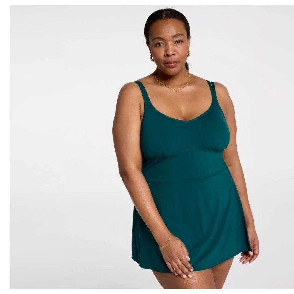 Calia Women's Sea Green Strappy Back Swim Dress  Size XXL New